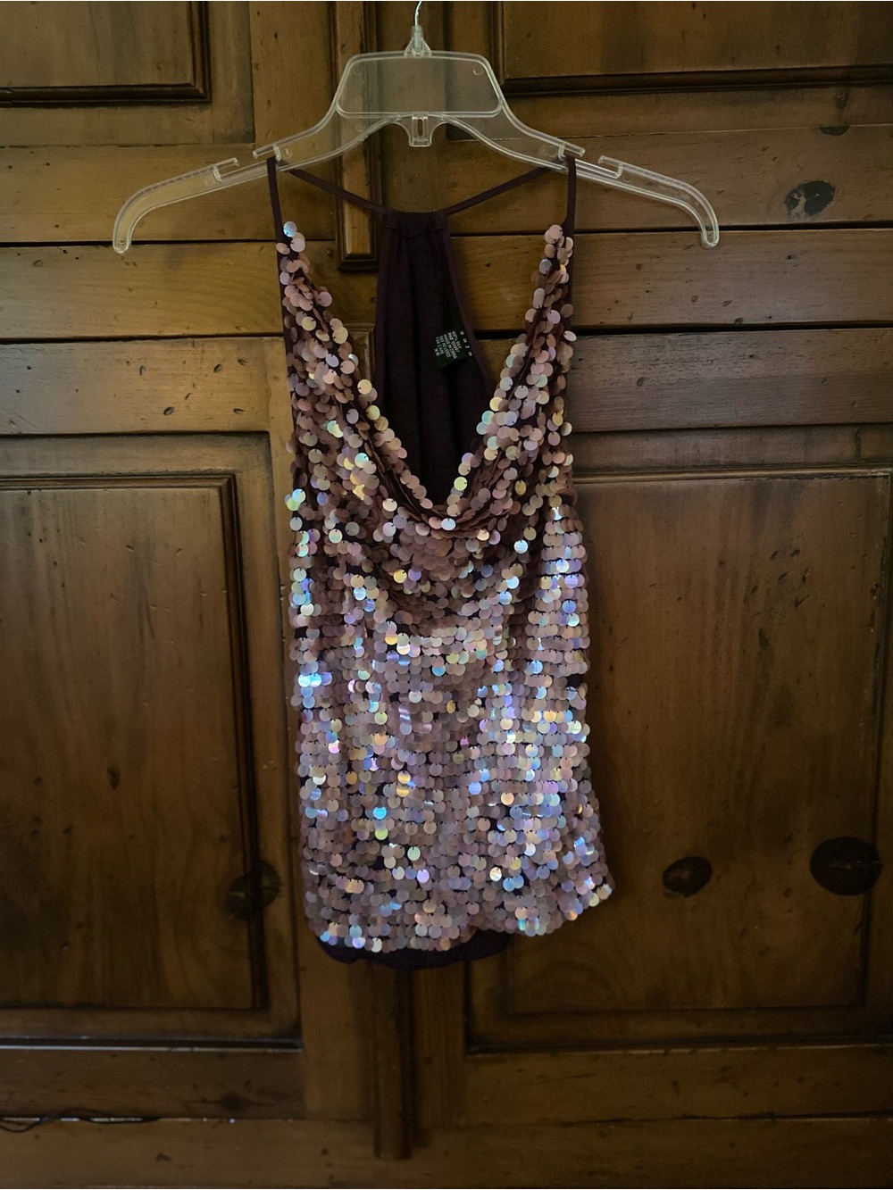 Vintage SAJA Sequined Drape Neck Racerback Tank-100% Silk-Size XS - Picture 5 of 5